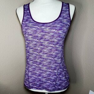 Danskin Now Women's Heathered Purple Blue white With  Built-In Bra  Activewear T